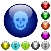 Human skull icons on round color glass buttons - Human skull color glass buttons