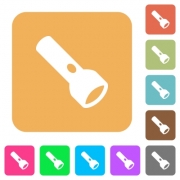 Flashlight flat icons on rounded square vivid color backgrounds. - Flashlight rounded square flat icons
