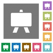 Blackboard flat icons on simple color square backgrounds - Blackboard square flat icons