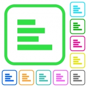 Text align left vivid colored flat icons in curved borders on white background - Text align left vivid colored flat icons