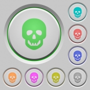 Human skull color icons on sunk push buttons - Human skull push buttons