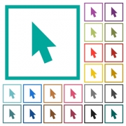 Mouse cursor flat color icons with quadrant frames on white background - Mouse cursor flat color icons with quadrant frames