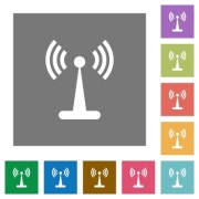 Wlan network flat icons on simple color square backgrounds - Wlan network square flat icons
