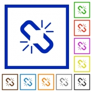 Unlink flat color icons in square frames on white background - Unlink flat framed icons
