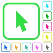 Mouse cursor vivid colored flat icons in curved borders on white background - Mouse cursor vivid colored flat icons