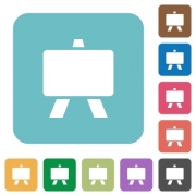 Blackboard white flat icons on color rounded square backgrounds - Blackboard rounded square flat icons