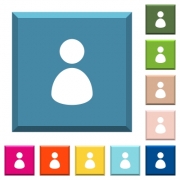 Single user white icons on edged square buttons in various trendy colors - Single user white icons on edged square buttons