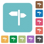 Signpost white flat icons on color rounded square backgrounds - Signpost rounded square flat icons