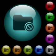 Disabled directory icons in color illuminated spherical glass buttons on black background. Can be used to black or dark templates - Disabled directory icons in color illuminated glass buttons