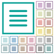 Text align justify flat color icons with quadrant frames on white background - Text align justify flat color icons with quadrant frames