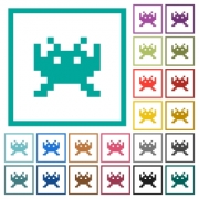 Video game flat color icons with quadrant frames on white background - Video game flat color icons with quadrant frames