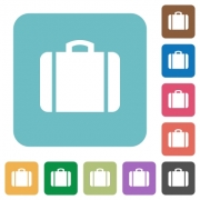 Suitcase white flat icons on color rounded square backgrounds - Suitcase rounded square flat icons