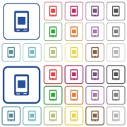 Mobile media stop color flat icons in rounded square frames. Thin and thick versions included. - Mobile media stop outlined flat color icons - Large thumbnail