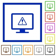 Display warning flat color icons in square frames on white background - Display warning flat framed icons - Large thumbnail