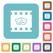 Theatrical movie white flat icons on color rounded square backgrounds - Theatrical movie rounded square flat icons