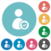 User account protected flat white icons on round color backgrounds - User account protected flat round icons