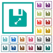 Uncompress file flat color icons with quadrant frames on white background - Uncompress file flat color icons with quadrant frames