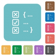 Source code checking white flat icons on color rounded square backgrounds - Source code checking rounded square flat icons