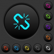 Unlink dark push buttons with vivid color icons on dark grey background - Unlink dark push buttons with color icons