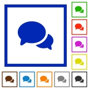 Discussion flat color icons in square frames on white background - Discussion flat framed icons - Large thumbnail