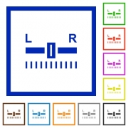Audio balance control flat color icons in square frames on white background - Audio balance control flat framed icons