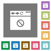 Browser disabled flat icons on simple color square backgrounds - Browser disabled square flat icons - Large thumbnail