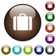 Suitcase white icons on round color glass buttons - Suitcase color glass buttons - Large thumbnail