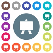 Blackboard flat white icons on round color backgrounds. 17 background color variations are included. - Blackboard flat white icons on round color backgrounds