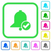 Reminder done vivid colored flat icons in curved borders on white background - Reminder done vivid colored flat icons