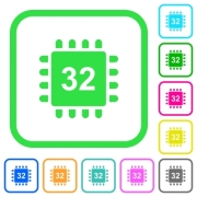 Microprocessor 32 bit architecture vivid colored flat icons in curved borders on white background - Microprocessor 32 bit architecture vivid colored flat icons - Large thumbnail