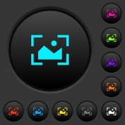 Camera landscape mode dark push buttons with vivid color icons on dark grey background - Camera landscape mode dark push buttons with color icons - Large thumbnail