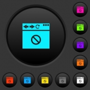 Browser disabled dark push buttons with vivid color icons on dark grey background - Browser disabled dark push buttons with color icons - Large thumbnail