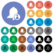 User reminder multi colored flat icons on round backgrounds. Included white, light and dark icon variations for hover and active status effects, and bonus shades on black backgounds. - User reminder round flat multi colored icons