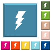 Lightning white icons on edged square buttons in various trendy colors - Lightning white icons on edged square buttons