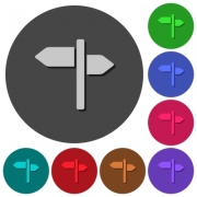 Signpost icons with shadows on color round backgrounds for material design - Signpost icons with shadows on round backgrounds