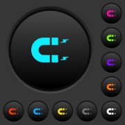 Horseshoe magnet dark push buttons with vivid color icons on dark grey background - Horseshoe magnet dark push buttons with color icons