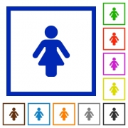 Female sign flat color icons in square frames on white background - Female sign flat framed icons