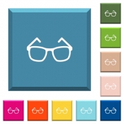 Eyeglasses white icons on edged square buttons in various trendy colors - Eyeglasses white icons on edged square buttons