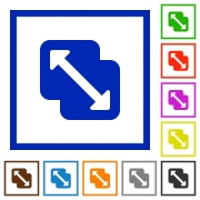 Merge shapes flat color icons in square frames on white background - Merge shapes flat framed icons