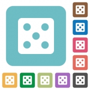 Dice five white flat icons on color rounded square backgrounds - Dice five rounded square flat icons