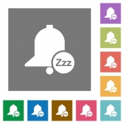 Reminder snooze flat icons on simple color square backgrounds - Reminder snooze square flat icons