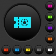 Soccer discount coupon dark push buttons with vivid color icons on dark grey background - Soccer discount coupon dark push buttons with color icons