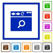 Browser search flat color icons in square frames on white background - Browser search flat framed icons