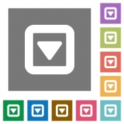 Toggle down flat icons on simple color square backgrounds - Toggle down square flat icons
