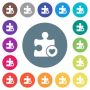 Favorite plugin flat white icons on round color backgrounds. 17 background color variations are included.