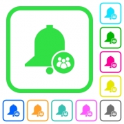 Team reminder vivid colored flat icons in curved borders on white background