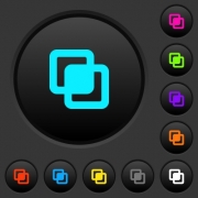 Intersect shapes dark push buttons with vivid color icons on dark grey background - Intersect shapes dark push buttons with color icons