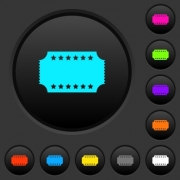 Ticket with stars dark push buttons with vivid color icons on dark grey background - Ticket with stars dark push buttons with color icons - Large thumbnail