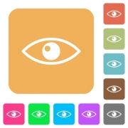 Eye flat icons on rounded square vivid color backgrounds. - Eye rounded square flat icons