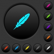 Single feather dark push buttons with vivid color icons on dark grey background - Single feather dark push buttons with color icons